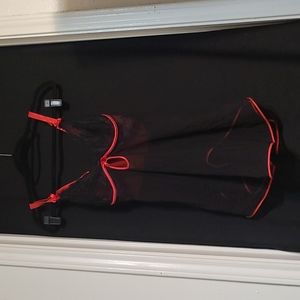 🌹Oh La la Cheri Sheer Black and Red Lace Chemise Sleepwear-Size Medium🌹